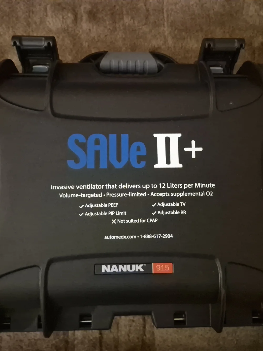 915 Black Protective Case for SAVe II+ Ventilator
